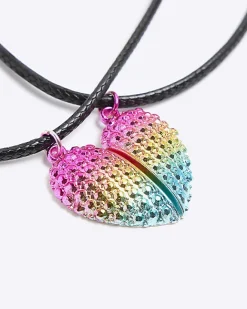 River Island Girls BFF Heart necklace Pink Discount
