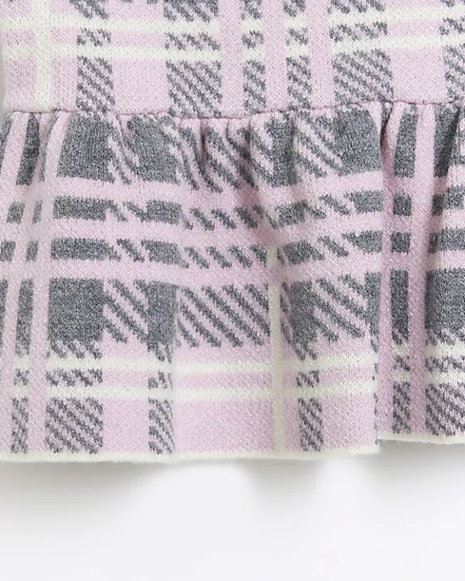 River Island Girls check frill cardigan and skirt set Pink Online