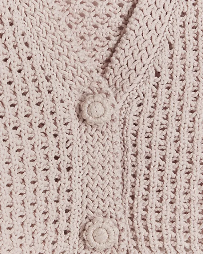 River Island Girls crochet crop cardigan Pink Sale