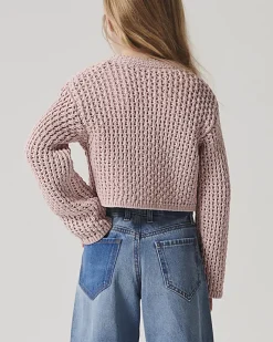 River Island Girls crochet crop cardigan Pink Sale