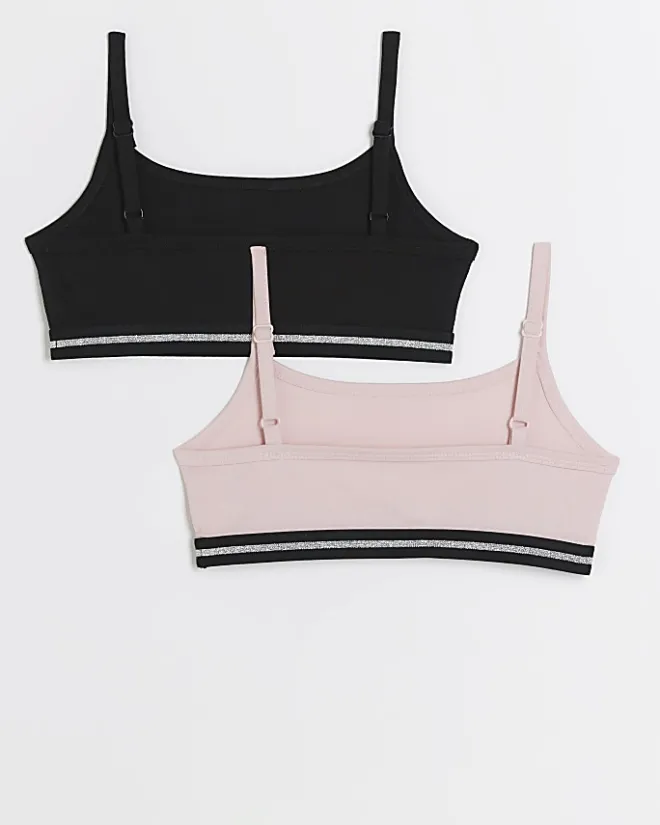 River Island Girls pink crop top 2 pack Blue Fashion