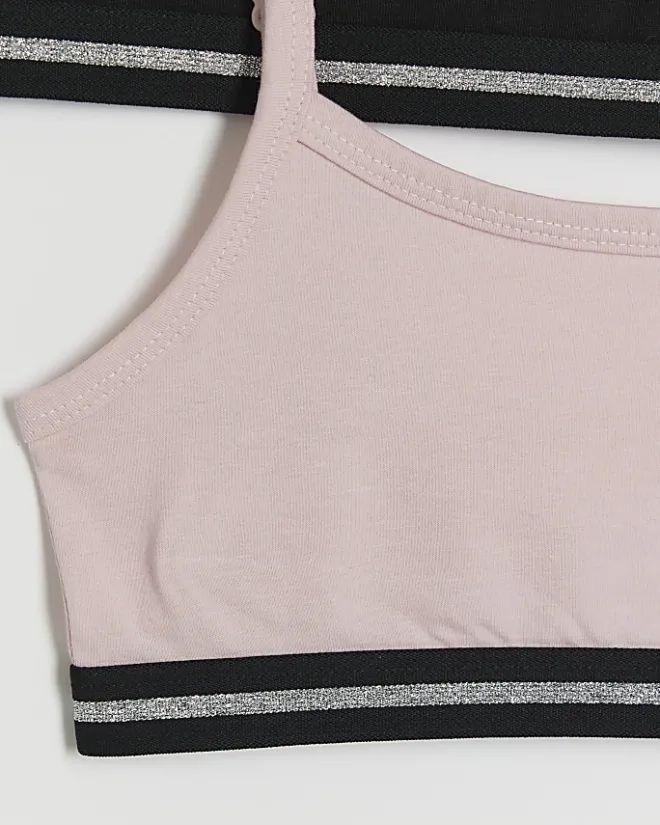 River Island Girls pink crop top 2 pack Blue Fashion