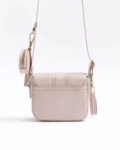 River Island Girls embossed RI cross body bag Pink Sale
