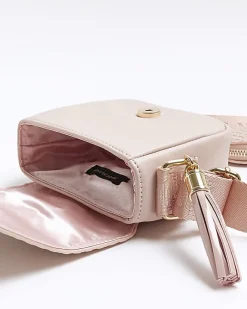 River Island Girls embossed RI cross body bag Pink Sale