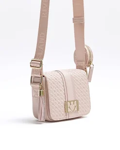 River Island Girls embossed RI cross body bag Pink Sale