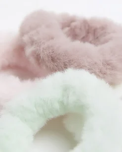 River Island Girls faux fur scrunchie 4 pack Pink Outlet