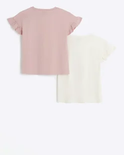 River Island Girls floral graphic t-shirt 2 pack Pink Outlet