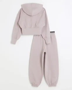 River Island Girls pink graphic hoodie and joggers set Purple Sale