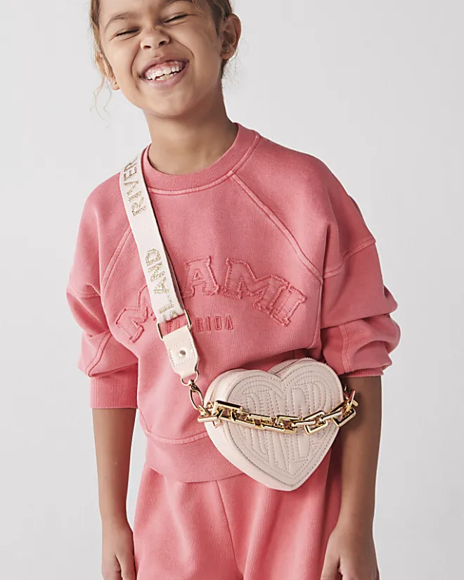 River Island Girls Heart Cross Body Bag Pink Best