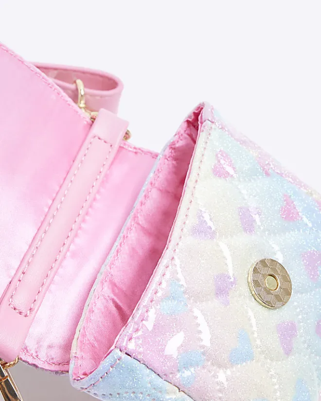 River Island Girls heart quilted cross body bag Pink Online