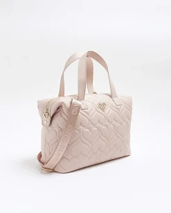 River Island Girls heart quilted holdall bag Pink Fashion