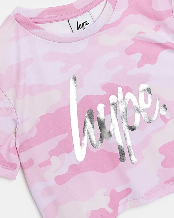 River Island Girls HYPE camo crop top Pink Online