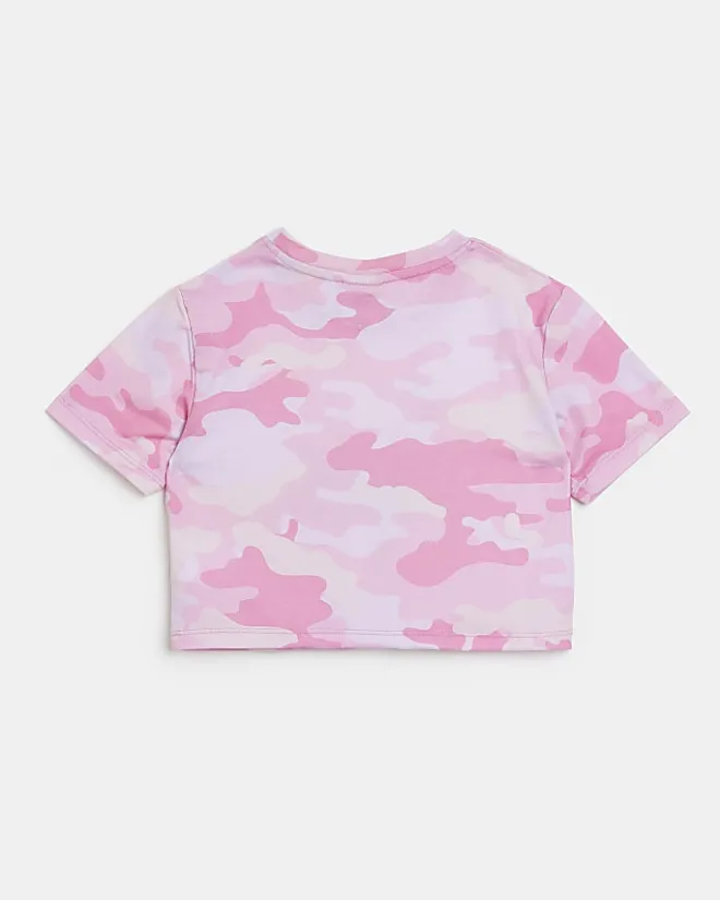 River Island Girls HYPE camo crop top Pink Online