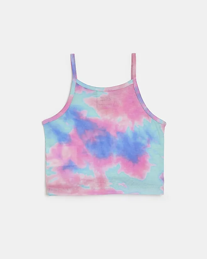 River Island Girls HYPE tie dye cami top Pink New
