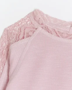 River Island Girls lace detail long sleeve top Pink Best