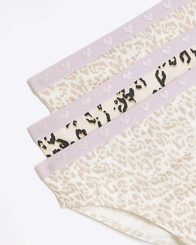 River Island Girls leopard briefs 6 pack Pink Sale