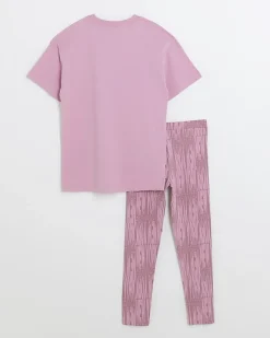 River Island Girls New York graphic t-shirt set Pink Best