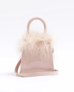 River Island Girls patent feather cross body bag Pink Online