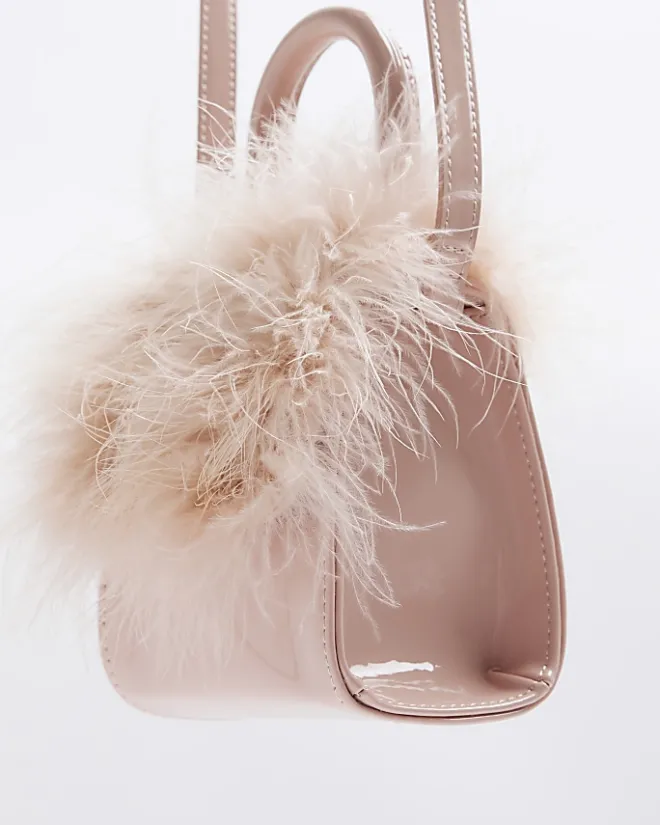 River Island Girls patent feather cross body bag Pink Online