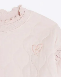 River Island Girls quilted frill sweatshirt Pink Sale