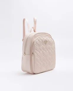 River Island Girls quilted heart backpack Pink Fashion