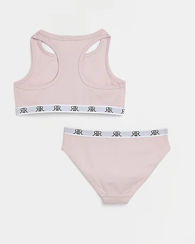 River Island Girls racer crop top and briefs set Pink Best