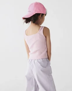 River Island Girls rib embroidered logo crop vest Pink Hot