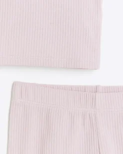 River Island Girls rib tank top and shorts set Pink Online