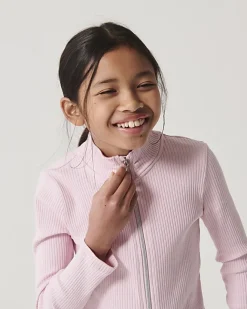 River Island Girls rib zip up sweatshirt set Pink Fashion