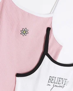 River Island Girls Ribbed Cami top 2 Pack Pink Online