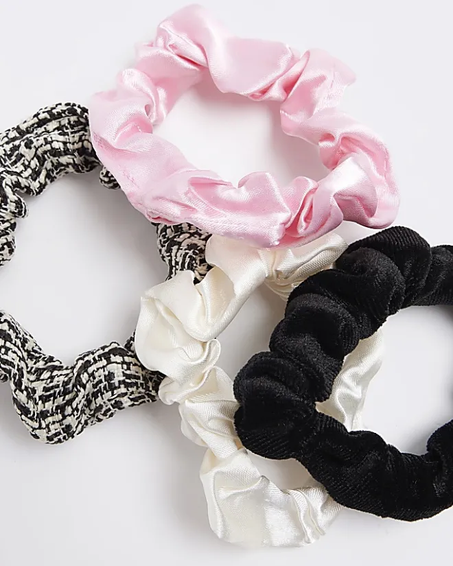 River Island Girls pink scrunchie 4 pack White New
