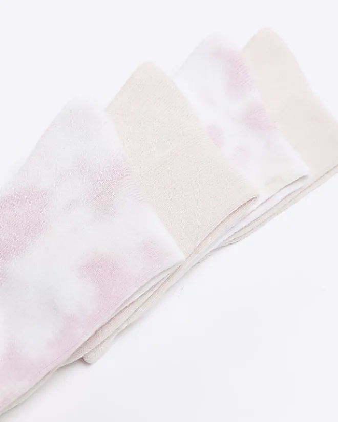 River Island Girls Tie Dye Tube socks 2 Pack Pink Outlet
