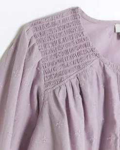 River Island Girls embroidered button up blouse Purple New