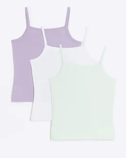 River Island Girls heart vest top 3 pack Purple Sale