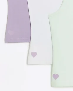 River Island Girls heart vest top 3 pack Purple Sale