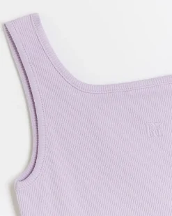 River Island Girls rib embroidered logo crop vest Purple Fashion