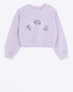 River Island Girls sequin graphic sweatshirt Purple Hot