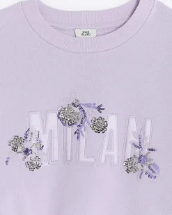 River Island Girls sequin graphic sweatshirt Purple Hot