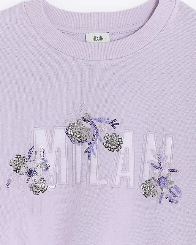 River Island Girls sequin graphic sweatshirt Purple Hot