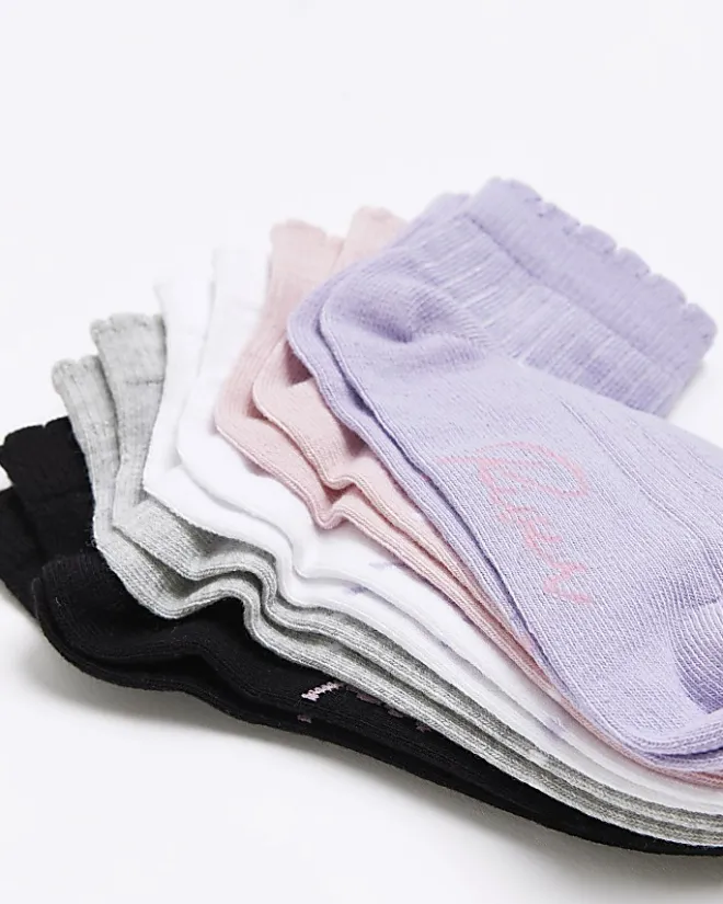 River Island Girls trainer socks 5 pack Purple Discount
