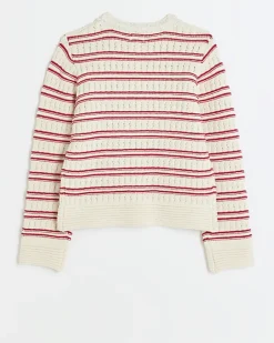 River Island Girls knit striped cardigan Red New