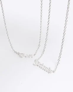 River Island Girls silver BFF necklaces Grey Fashion