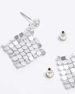 River Island Girls silver chainmail earrings Pink Discount