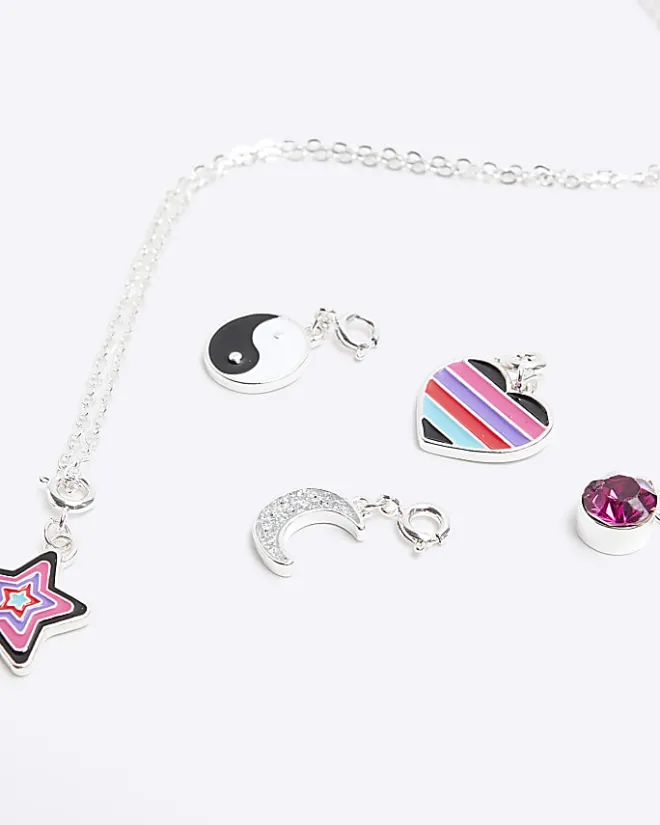 River Island Girls silver make your own charm necklace Grey Discount