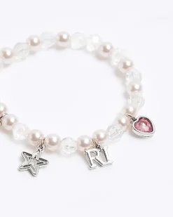 River Island Girls silver pearl charm bracelet Grey Best
