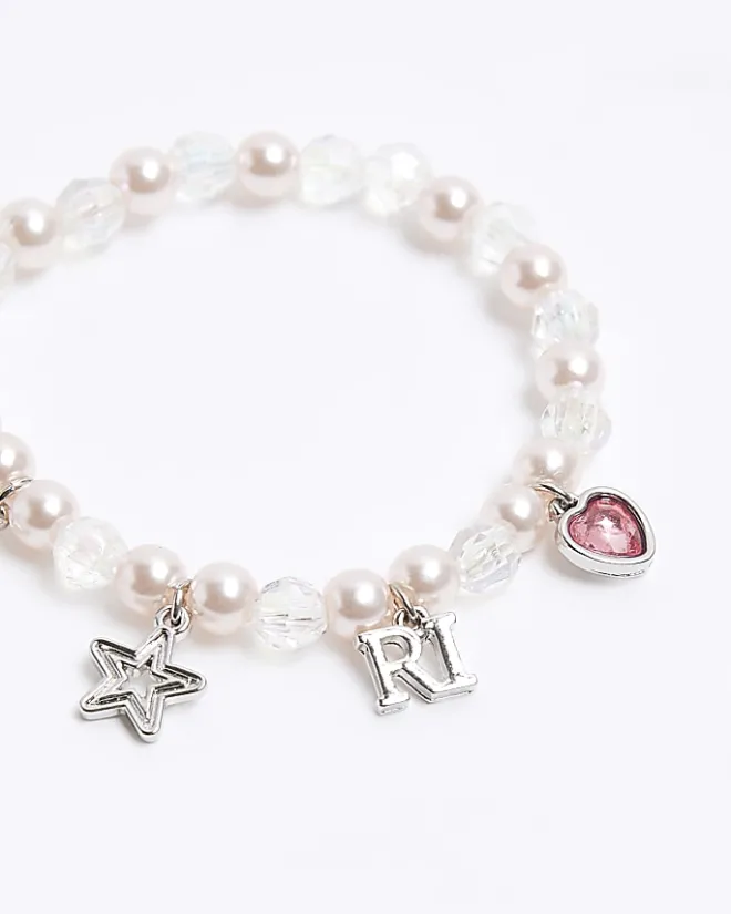 River Island Girls silver pearl charm bracelet Grey Best