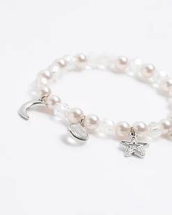 River Island Girls silver pearl charm bracelet Grey Best