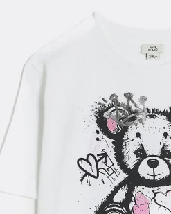 River Island Girls bear graphic print t-shirt White Sale