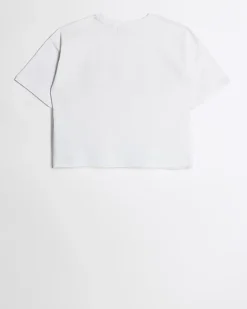 River Island Girls Elle printed crop t-shirt White Fashion