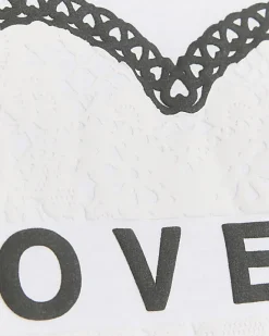 River Island Girls embossed cropped graphic t-shirt White Sale